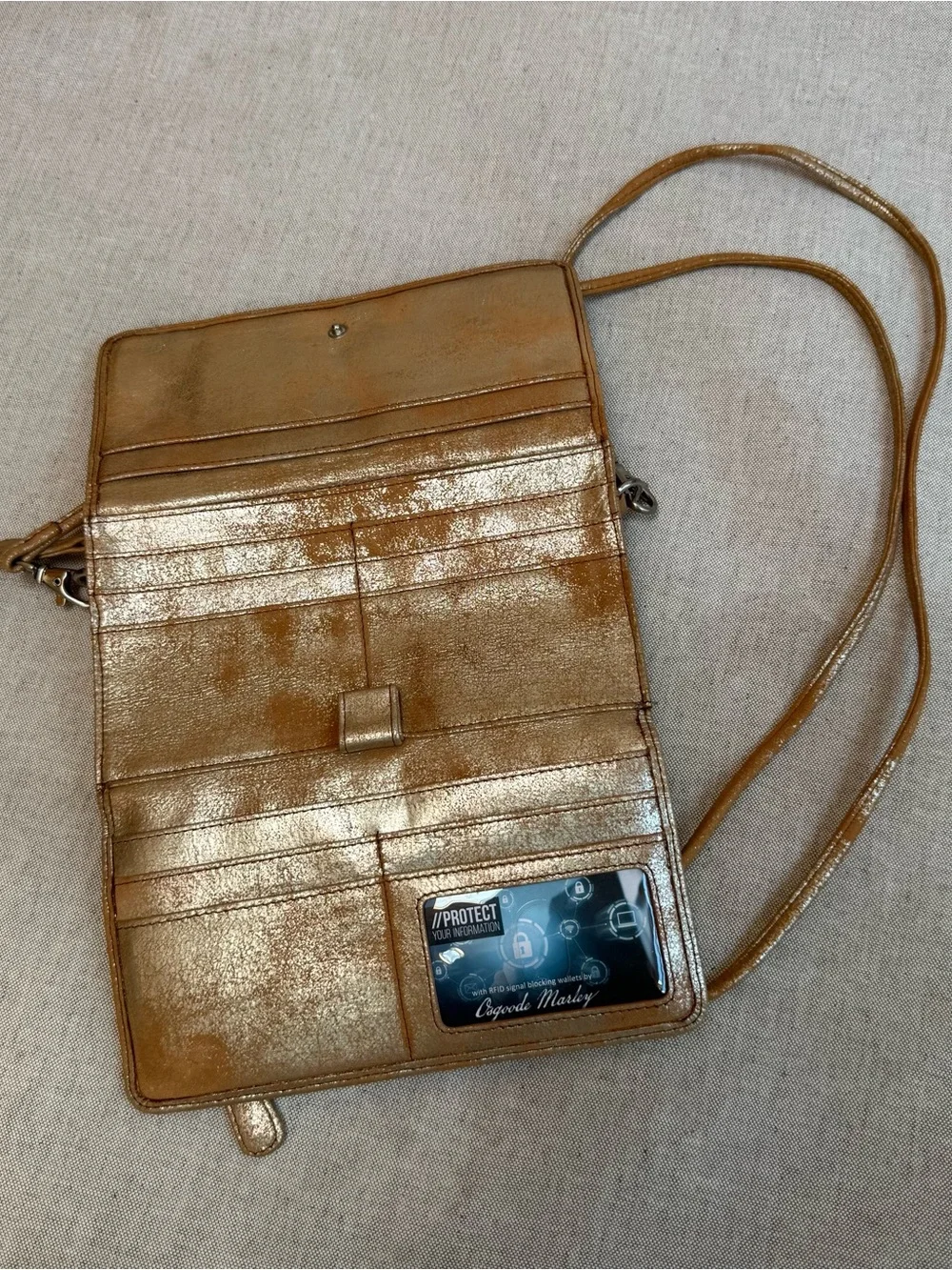 Osgoode Marley Champagne shimmer wallet/crossbody